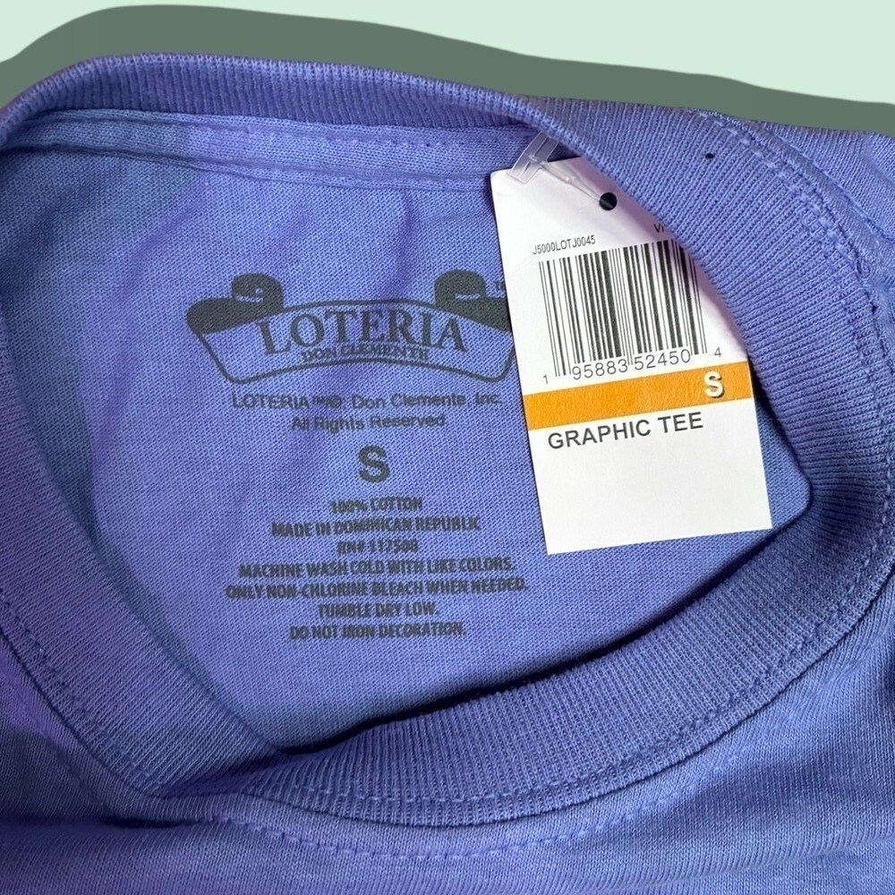 Graphic Tee Purple Blue Rose Folk Art Streetwear S NWT Graffiti Lotteria La Rosa - Picture 4 of 4